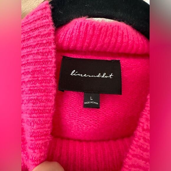 Line & Dot Julia Mock Neck Sweater Hot Pink Sz L - Picture 5 of 7